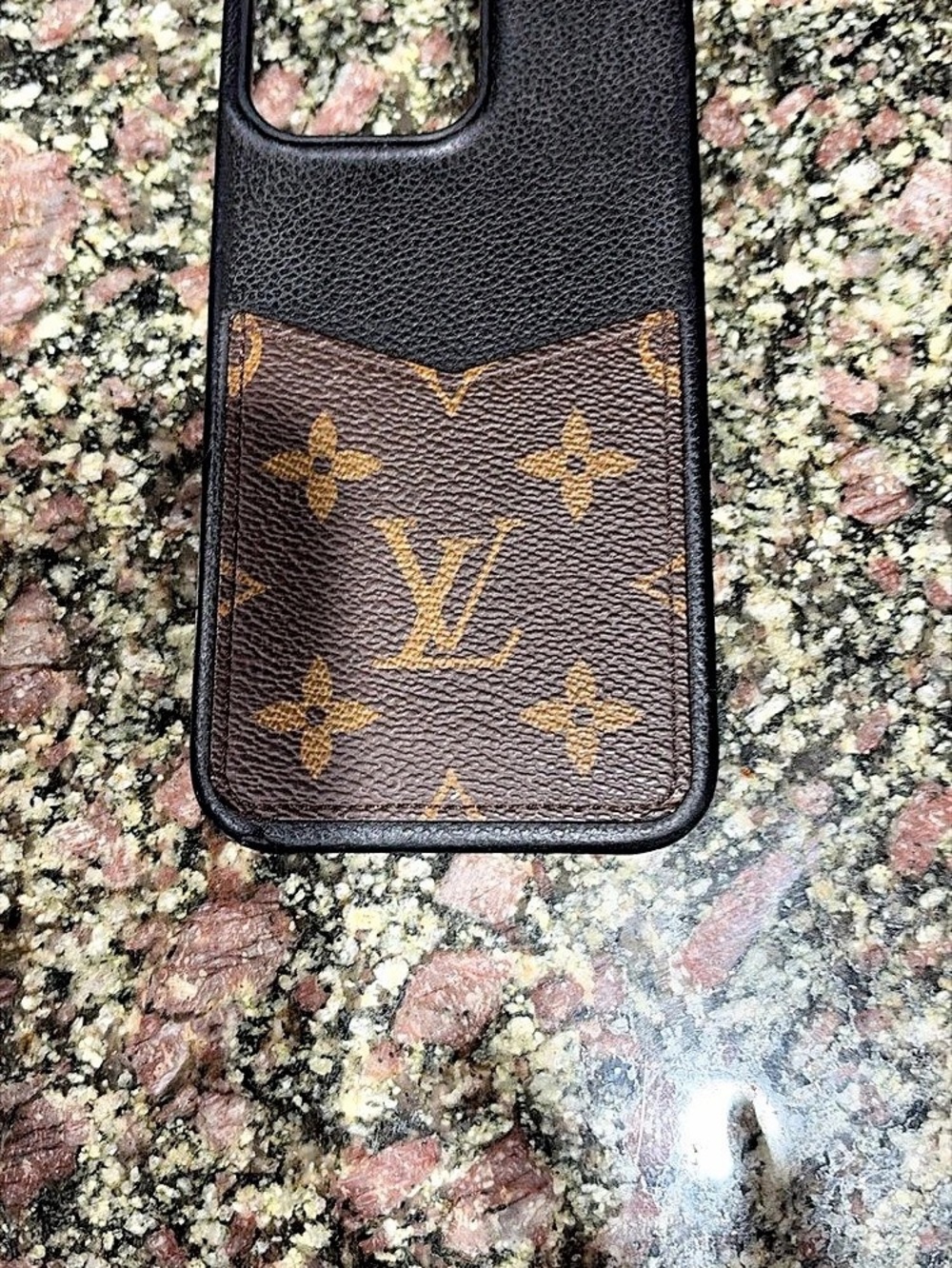 Louis Vuitton Monogram Pallas iPhone 14 Pro Max Bumper Case Brown & Black